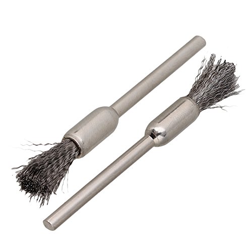 cnbtr 6MM Silber Edelstahl Pen Form End Pinsel Drahtbürste-Bohrer Ende Schaft 10 Stück, Silber - 3