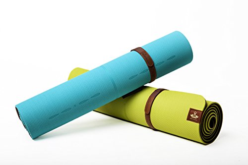 HEATHYOGA hochwertige Yogamatte mit Anti-Ruschbelag, Design Hilfslinien, licht, umweltfreundlich, langlebig, Maße: 183 cm Länge, Breite 65 cm, Höhe 0.6cm - 5