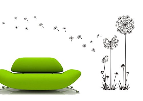 Wandtattoo wandaufkleber Aufkleber Wandsticker wall sticker Wohnzimmer Schlafzimmer Kinderzimmer Pusteblume mit samen 4er-Set dandelion blumen Ranke Blume Blumen Blumenranke Blumeranke Vine Flower Butterfly floral 30 Farben zur Wahl wp09 (010 weiss, Größe1:ca.60x30cm )