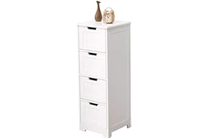 ETNIC ART Mueble Auxiliar de baño Que Ahorra Espacio, cajonera para Cocina, Entrada, salón, 4 cajones, Madera MDF 30x30x81 cm Color Blanco Armario bajo