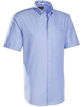 JACQUES BRITT Herren Hemd Custom Fit Brown Label Kurzarm Bügelleicht Uni / Uniähnlich Businesshemd Button-Down-Kragen...