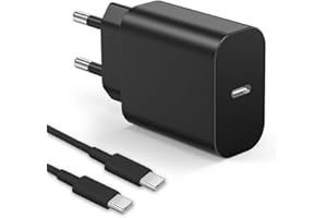 BOUGE 25W USB C Rapido Caricatore con 1.5m C a C Cavo Ricarica, Compatibile con Samsung Galaxy S24 Ultra/S23/S22 Ultra/S21 Ultra/S20/S10/S9/A54 5G/A15(black)