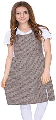 WM Beauty Kitchen Apron Polka Dot Cooking Apron 26'' x 34'' Unisex Chef Apron Split-Leg Functional Cafe Apron with Adjustable Shoulder Strap and Front Pocket, Brown