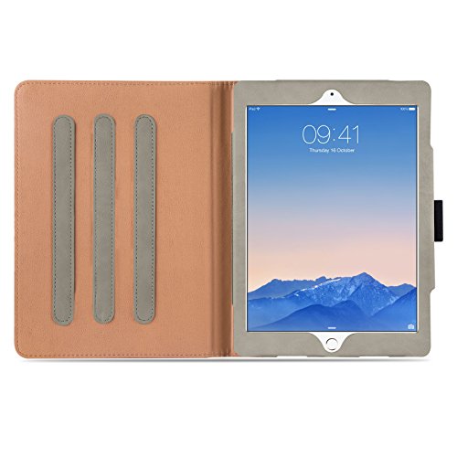 iPad Air, Air 2 & iPad 9.7″ 2017 Hülle – JAMMYLIZARD Ledertasche Smart Cover mit Standfuktion für iPad Air (5. & 6. Generation) & iPad 9.7″ 2017, OLIVGRAU & HONIG, [MIT STIFT-HALTER] - 6