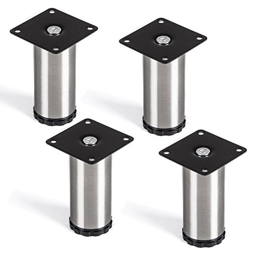 SO-TECH® Juego de 4 Patas de mueble Pata del armario 'Lukas' Ø 42 mm Altura ajustable Acero fino Altura 100 mm