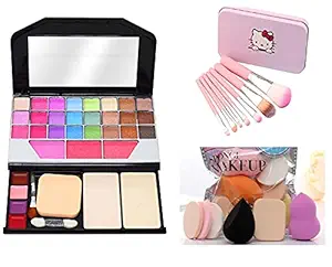 MY TYA Fashion Makeup Kit for Girls + Premium Makeup Brushes + Insta Beauty Makeup Sponges (Pink Brush + 6155)