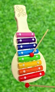 Toyhills Xylophone Musical Toys for Kids 3 Years, Wooden Musical Instrument Xylophone Toy with 8 Note, 1 Xylophone, 2 Sticks ( Xylophone Guitar Pack of 1)