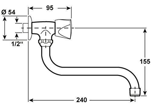 Cornat LI92 1938 Lisa 1-Griff Schwenkventil Wandeinbau, chrom - 2