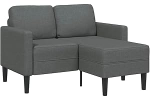 vidaXL Divano 2 Posti con Chaise a L Grigio Scuro 125 cm in Tessuto, Divano a 2 posti Camera da Letto, divanetto, Divano a Due posti, Divano a 2 posti