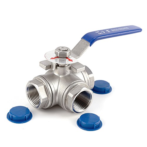 3/4' DN20 Edelstahl 3-Wege Kugelhahn mit L-Bohrung Ventil Kugelventil Umschaltventil Industriequalit