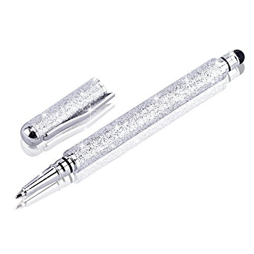 METRO 2 in 1 Eingabestift Touchstift Stylus für Tablet iPad iPhone Samsung Galaxy Tab mit 2x Kugelschreiber,2x extra Ersatzspitzen (Silber) - 2