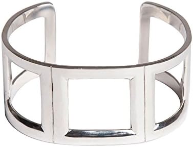 Sheenashona Jewellery Gift For Grandmother Sterling Silver Square Cuff Bracelet