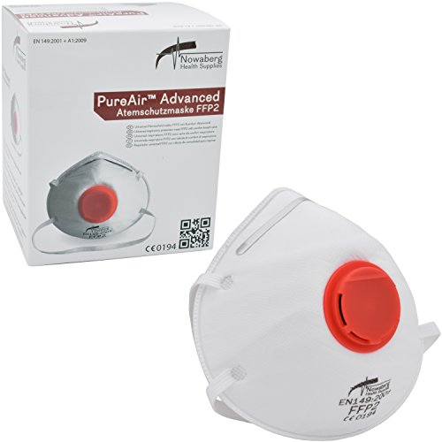 Preisvergleich Produktbild 10x FFP2 Original Nowaberg Health Supplies PureAir Advanced Atemschutzmaske Staubschutzmaske