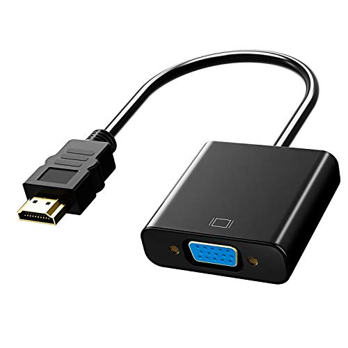 LATOW Adaptador HDMI a VGA, convertidor 1080P HDTV Chapado en Oro con Audio Cable y Cable de Carga Micro USB para PC, computadora portátil, Monitor, proyector, HDTV y Dispositivos con Interfaz HDMI