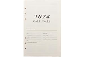 AxeWoodz Carta di ricarica A5, 180 fogli di ricarica mensile, agenda ricaricabile, diario per viaggiatori, fogli sfusi, per raccoglitori a 6 anelli, A5, planner e organizer per quaderni (2024)