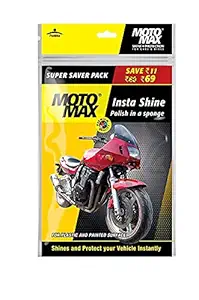 Pidilite Motomax Instashine Sponge 4 in 1 Zipper Pouch for Paint & Exterior Care|Instantly Cleans & Shines Bikes, Motorbikes, Cars Paint & Exterior| Micro-Fiber Sponge to Instantly Remove Oil, Dirt