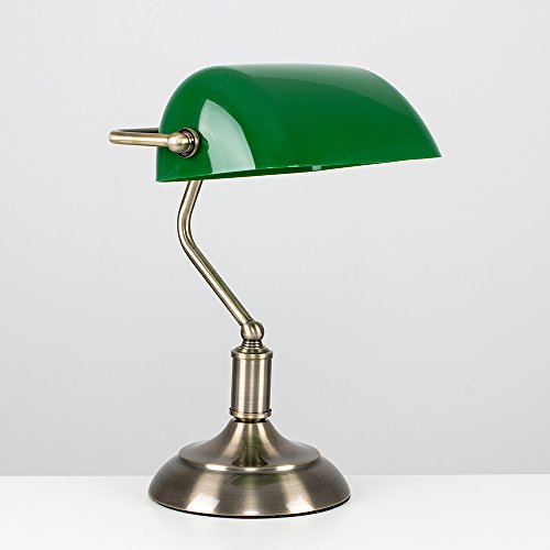 MiniSun – Traditionelle Bankerlampe mit einem Finish aus Antikmessing und einem grünen Lampenschirm – Tischlampe - 2