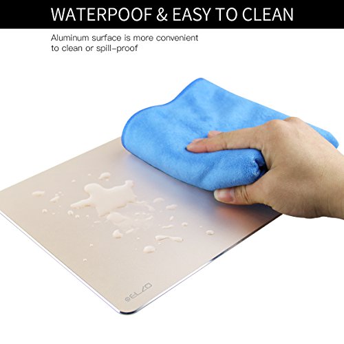 Elzo Gaming Aluminium Mauspad Aluminium-Mausunterlage Gaming Mouse Mat Mausmatte mit Anti-Skid Lederbasis 25 x 20 x 0.3cm (L, Golden) - 5