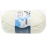 100 nuevo y de alta calidad. Suave Suave Leche de algodón natural de la mano de tejer lana de lana bola del hilado del bebé Craft-White