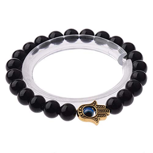 Preisvergleich Produktbild ZGRJIUERYI Steinarmband,Naturstein Perlen Armband Mode Schüler Paar Vulkanische Gestein Naturstein Palm Augen Wulstige'S Armband Männer Frauen Kleidung Accessoires Schmuck
