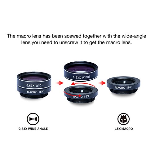 Apexel tel  fono c  mara lente 7  en 1  lente Kit 198  grado ojo de pez Lente   0 36  x Super gran angular lente   2  x teleobjetivo   lente gran angular 0 63  x y 15  x lente macro   CPL lente   Caleidoscopio para iphone ipad samsung huawei y m  s Android Smartphone y Tablet