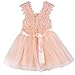 iiniim Baby Girls Flower Straps Mesh Party Wedding Christening Princess Dress Sundress Coral Pink 6-9 Months