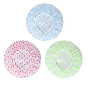 Waterproof Reusable Bathroom Shower Caps For Women, Kids, Men, Babies, Homes, Spas, Salons, Hair Treatment, Beauty Parlors multicolor multidesign (3 Pieces)