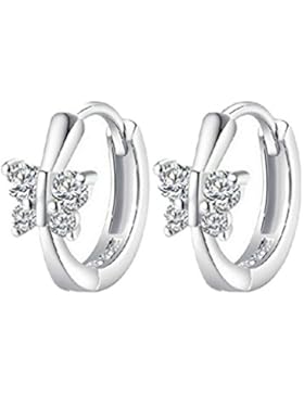 Summens Damen Ohrringe Creolen Schmetterling aus 925 Sterling Silber Zirkonia für Jeden Anlass