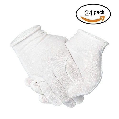 Outee 12 Pairs Dermatological Cotton Gloves Moisturizing Gloves White Cotton Cosmetic Moisturizing Gloves Hand Spa Gloves Moisture Enhancing Glove