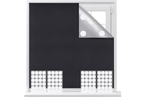 Opopark Portable Blackout Blind, Blackout Material 300x145cm Free Cut Size & Shape No Drill Blackout Blinds with 48 Pairs Self Adhesive Fasteners for Bedroom, Nursery, Loft, Travel(300 * 145cm)