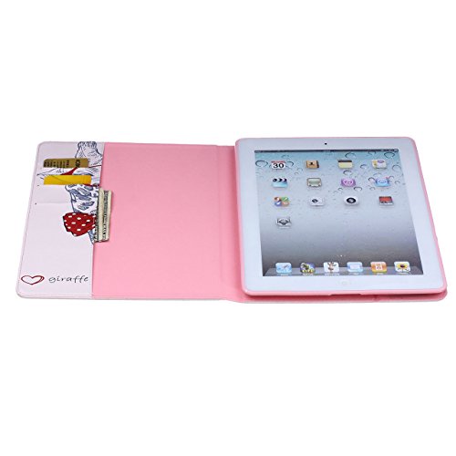 iPad 2 iPad 3 iPad 4 Hülle, Deenor Bunt Painting und Stilvoll Brieftasche Tasche PU Leder Flip Protective Stand Tasche Schutzhülle Hülle für Apple iPad 2 iPad 3 iPad 4 Generation.[Giraffe] - 7
