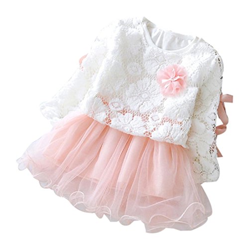 feiXIANG Baby Rock Kinder Herbst und Winter Röcke Mädchen langärmeligeTutu Kleid Baby Gaze Prinzessin Kleid mädchen - Party Tutu Outfits Partykleid Hemdkleid (80, Rosa)