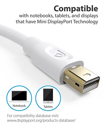 Mini DisplayPort auf HDMI Kabel 1,8m / 6ft, Fosmon Mini DP [1080p | Thunderbolt Port kompatibel] zum HDMI Kabel Adapter für HDTV 1080p 3D – vergoldet (weiß) - 6