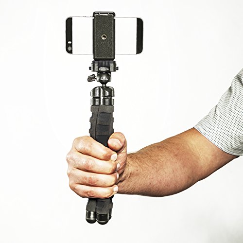 Mantona kaleido Flex leichtes Flex Stativ (mit hochwertigem 360Â° Kugelkopf, geeignet fÃ¼r Digital und Videokameras, Smartphones und Action Cams) night black