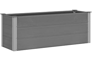 ‎VIDAXL vidaXL Garten Hochbeet Pflanzkasten Blumenkasten Gemüsebeet Pflanzkübel Blumenkübel Frühbeet Gartenbeet Pflanzbeet WPC 150x50x54cm Grau