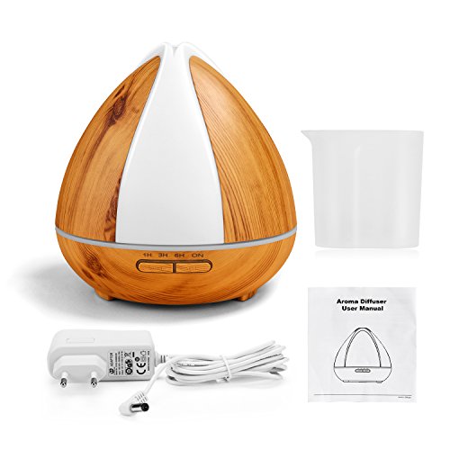 OMOTON Aroma Diffusor 300ml automatischer Luftbefeuchter mit 7 Farbwechsel LED für Yoga, Salon, Spa, Büro, Wohn-, Schlaf-, Bade- oder Kinderzimmer - 7