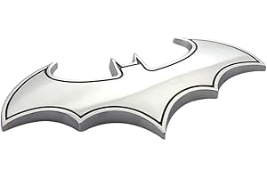 PSL Stainless Steel Bat Batman Car Emblem Decal Badge Fan Batwing Batarang Symbol 3D Auto Badge (Silver)