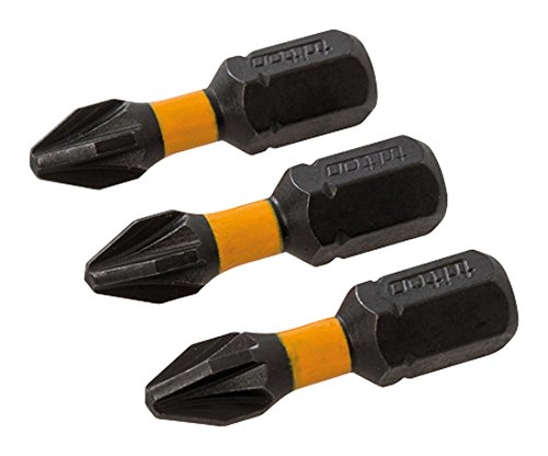 Triton TPTA51286732 Puntas Pozidriv para atornillador de impacto, 0 V, Negro, PZ2 25 mm, Set de 3 Piezas