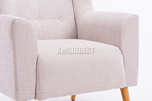 FoxHunter Linen Fabric Tub Chair Armchair Dining Living Room Lounge Office Modern Furniture Cream TC05 New