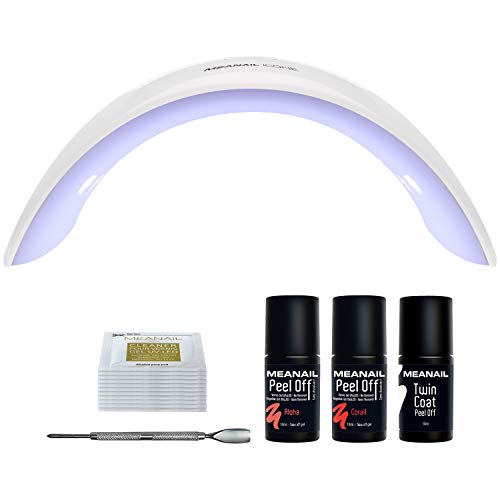 Kit manucure peel off semi-permanent  Lampe LED/UV digitale Icone  2 vernis Peel Off : Aloha & Corail  1 Top coat  Se retire en UNE étape ! Méanail Paris  Vegan & Cruelty Free