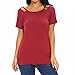 Produktbild TIFIY Frauen Sommer Casual Kurzarm Backless Shirt Atmungsaktive Stretch-Anbau Bluse Tops (XL,   Rot)