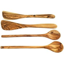 D.O.M. Die Olivenholz Manufaktur D.O.M. Couverts de Cuisine en Bois d'olivier 4 pièces. 2 x 2