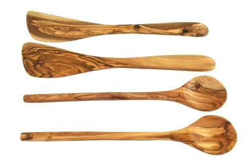 D.O.M. Die Olivenholz Manufaktur D.O.M. Couverts de Cuisine en Bois d'olivier 4 pièces. 2 x 2