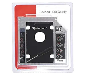 Technotech Optical Bay 2nd Hard Drive Caddy, Universal for 9.5mm CD/DVD Drive Slot (for SSD and HDD) (TTC01)