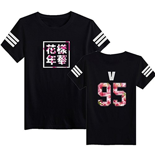 SERAPHY Camiseta Unisex KPOP BTS Camiseta Estampada Bangtan Boys BTS Young Forever Bloom Floral Suga Jin Jimin Jung Kook J-Hope Rap-Monster V negro-95v M