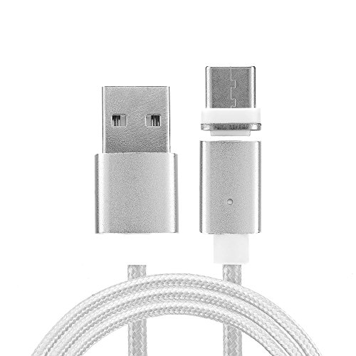 iTher Magnet USB Type-C Lade Kabel Daten Sync Magnet Stecker magnetisches USB Type C Ladekabel Datenkabel für Type C Geräte (Silber)