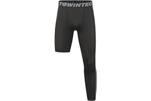 Towintec garçons Jeunes Pantalon de Compression Enfants One Legging à Une Jambe de Compression Athlétiques Respirant Séchage Rapide Tight léger pour Basketball Fitness Entraînement Gym