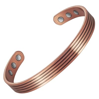 Enermagix Copper Magnetic Bracelets For Men Women, 99.9% Solid Copper Magnetic Cuff Bangle With Powerful Magnets(each 3512 Gauss)