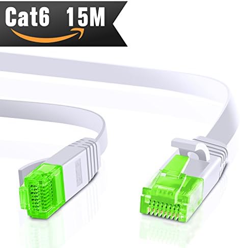 Cat. 6 Ethernet Gigabit Lan network cable (RJ45) 1Gbps 250/Switch/Router/Modem/Patch panel/Access Point/patch fields | Black by CableMonsta (White 15m)