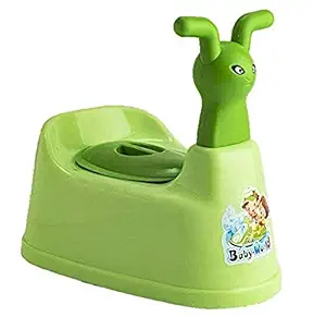 Vadmans Toilet Trainer Baby Potty Seat Cartoon Face with Removable Tray & Closing Lid (Green)